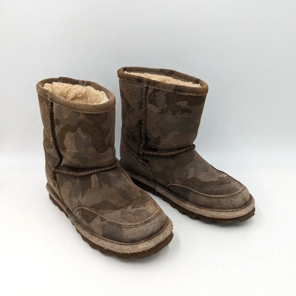 BearPaw Brady Camouflage Camo Suede Wool Blend Lined Boots 2Y Youth